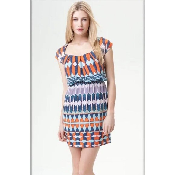 NWT Jessica Simpson Midi Dress Sleeveless Pockets Cut‎ Outs Purple Orange Blue 6 - Picture 1 of 12